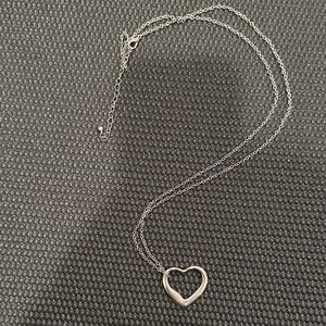 Long Length Silver Heart Necklace